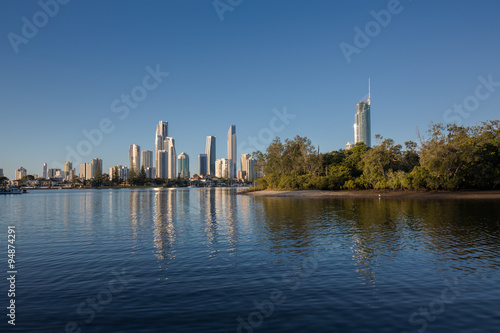 Over the water view of the Surfers Paradise, Queensland, Australia