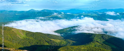Summer cloudy mountain panorama view