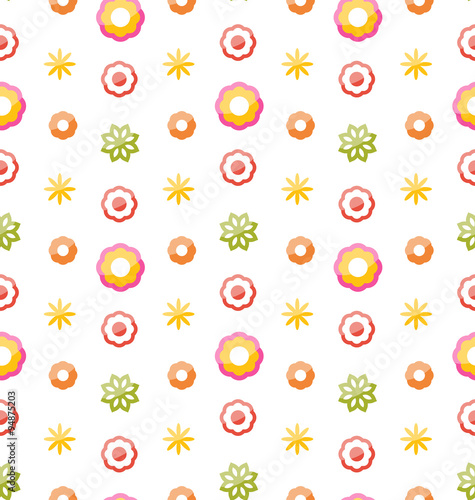 Colorful Shiny Seamless Pattern with Flowers