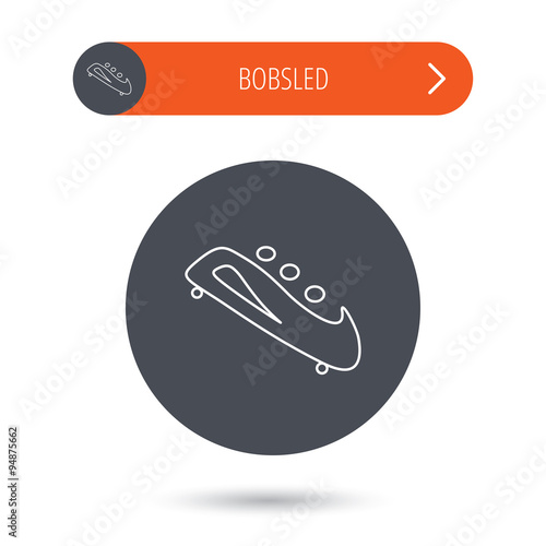 Bobsleigh icon. Three-seater bobsled sign.