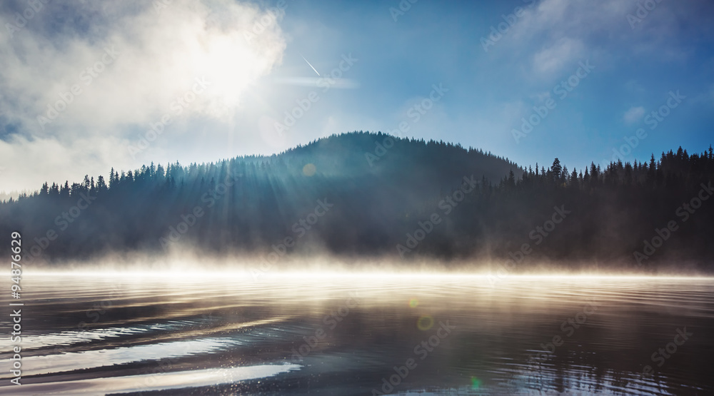 Morning fog on the lake