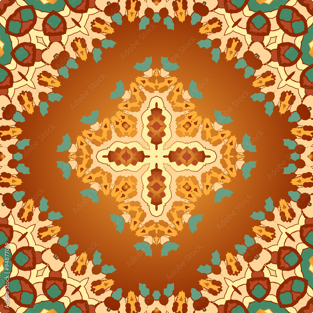 Brown and orange color seamles arabian print.