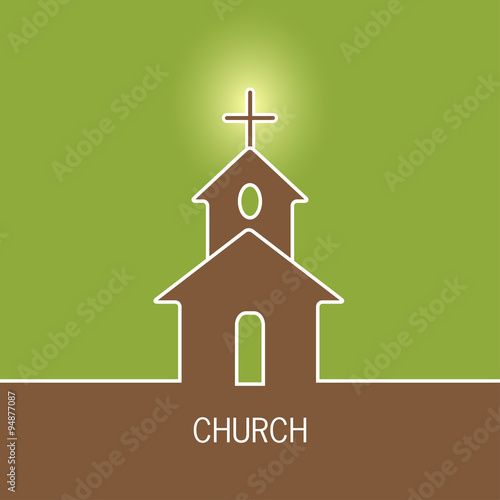 Church vector icon. Religion building christian illustration. Catholic faith architecture with cross. 