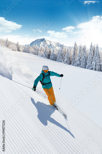 Winter snowy landscape with free-rider
