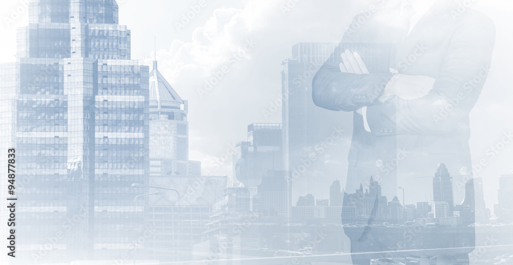double exposure real estate business with city double exposure real estate business with city