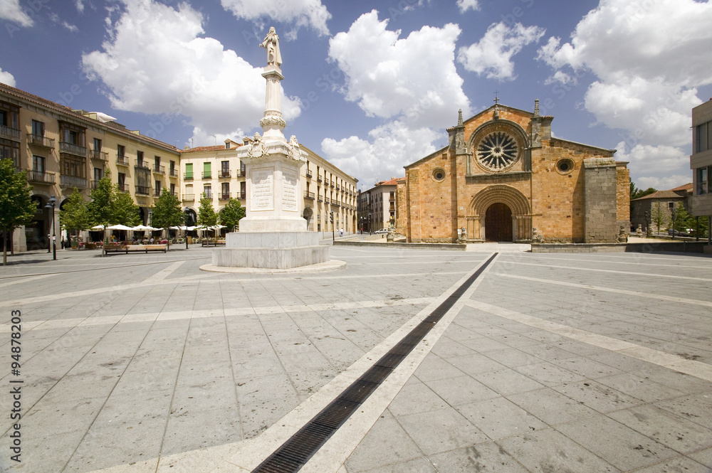 Plaza de Santa Teresa or Square of Santa Teresa in the old Castilian Spanish village of Avila Spain