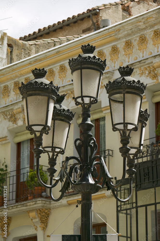 Rod iron street lamps of Avila Spain, an old Castilian Spanish village  Stock Photo | Adobe Stock