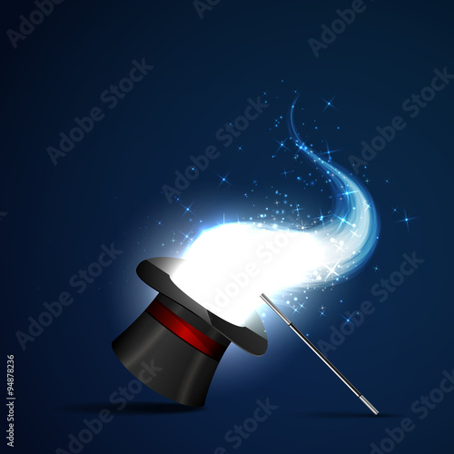 wand and magical hat