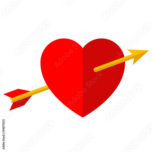 Icono plano corazon con flecha photo