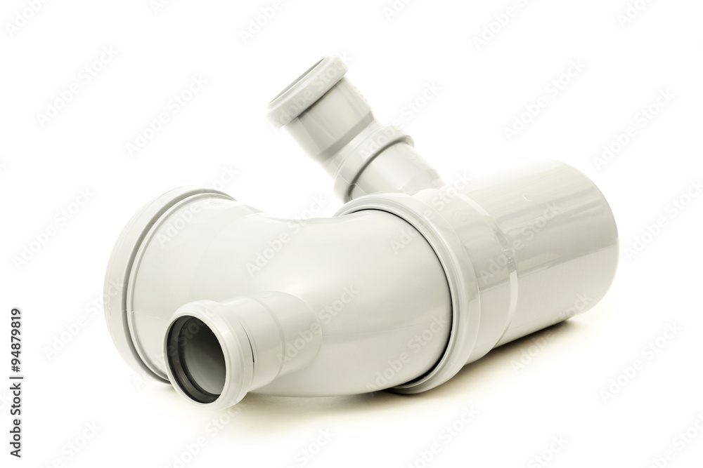 New gray plastic pipe isolated on a white background
