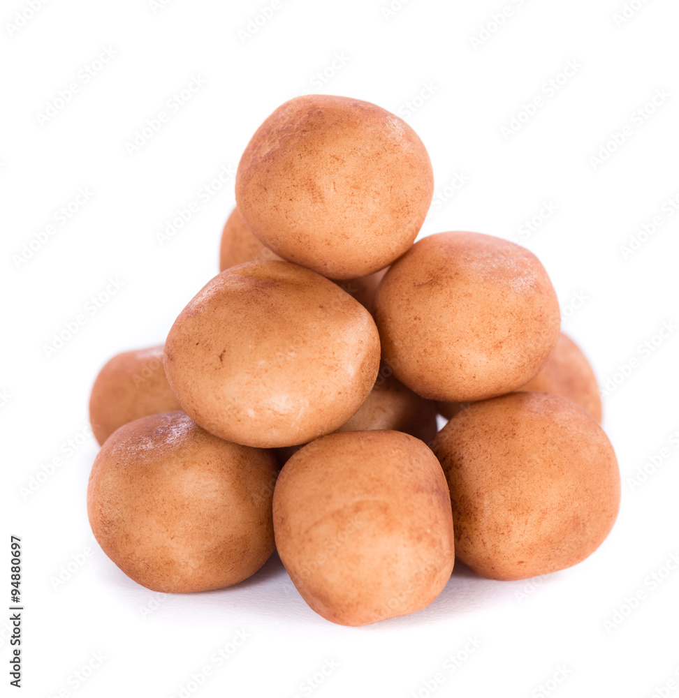 Marzipan Potatoes (German cuisine) isolated on white Marzipan Potatoes (German cuisine) isolated on white