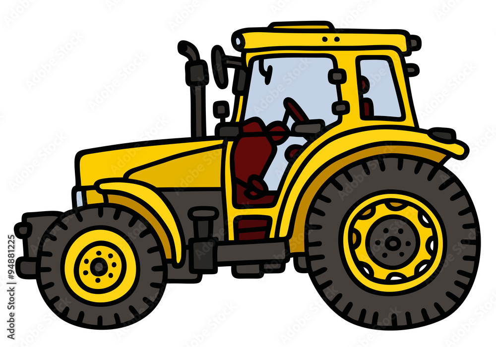 Yellow tractor / Hand drawing, not a real model
