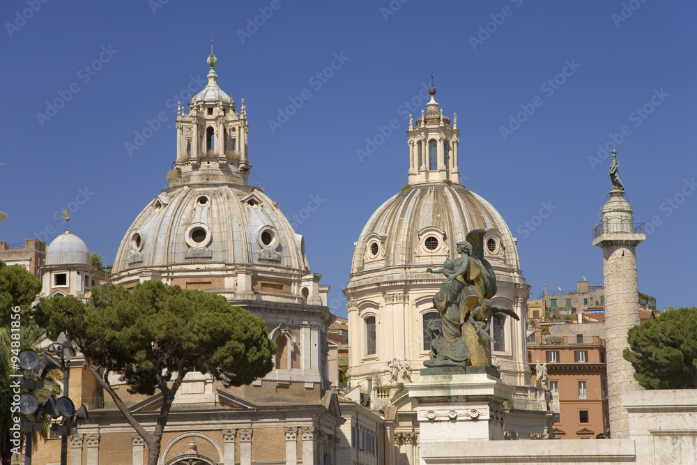 Domes of Santa Maria di Loreto and Nome di Maria Rome, Italy, Europe