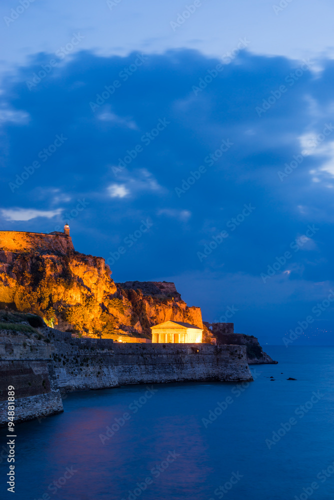 Hellenic temple and old castle at Corfu Hellenic temple and old castle at Corfu
