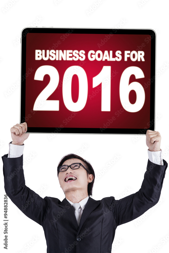 Chinese worker with business goals for 2016 Chinese worker with business goals for 2016