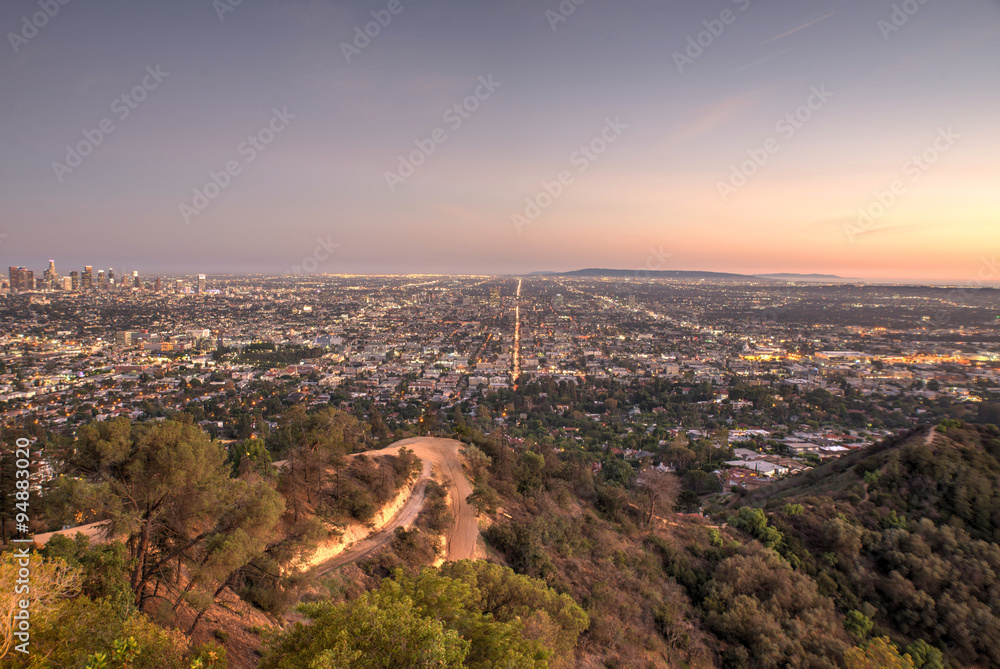 Naklejka premium Piękny widok z lotu ptaka w Los Angeles