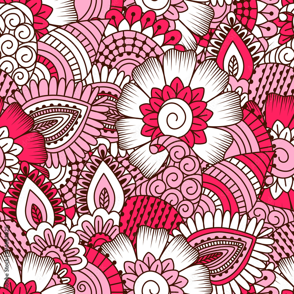 Hand drawn seamless pattern with floral elements. Hand drawn seamless pattern with floral elements.