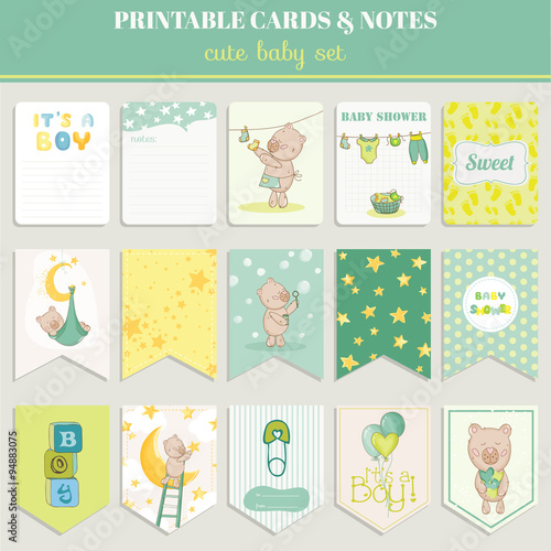 Baby Boy Card Set - for birthday, baby shower, party, design