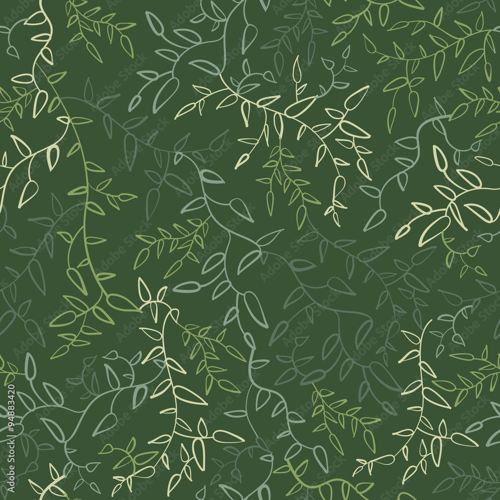 Naklejka premium Floral seamless pattern with leaves. illustration
