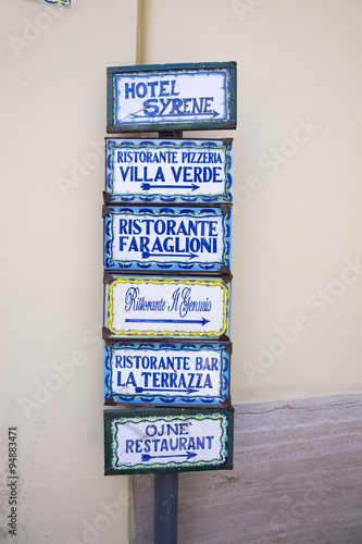 Fototapeta Naklejka Na Ścianę i Meble -  Signs in Capri, Italy, Europe