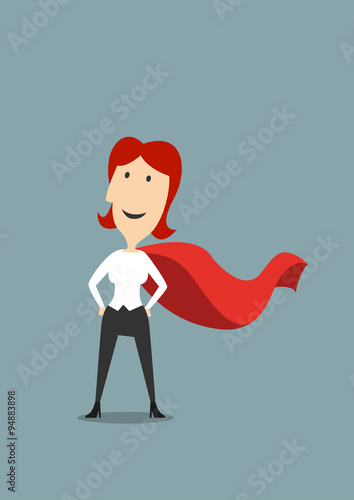 Businesswoman standing in hero red cape