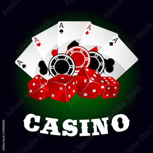 Casino icon with dice, chips and poker aces