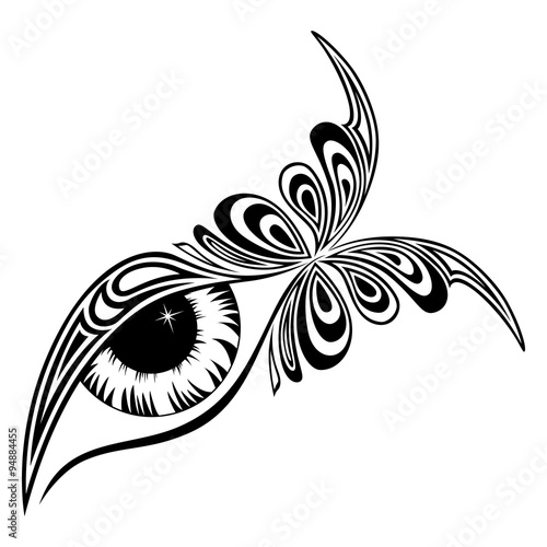 Human eye with butterfly pattern