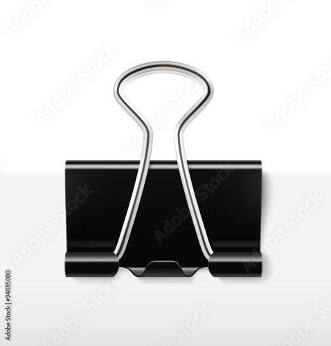 Black binder clip. Vector illustration