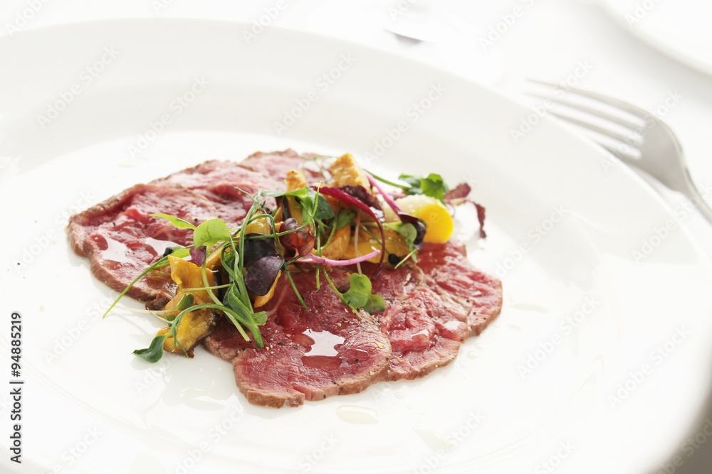 beef carpaccio plated appetizer starter