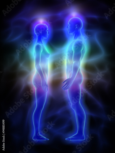 Healing energy, aura and chakras - woman and man