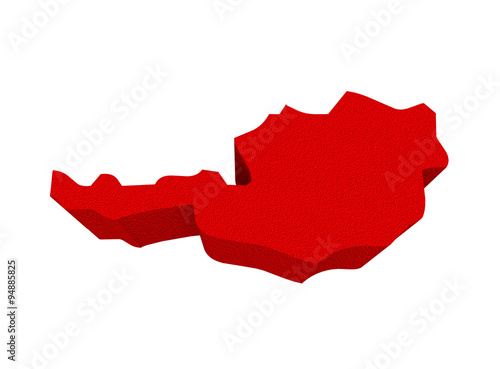 Austria Red 3d Europe Map Isolated