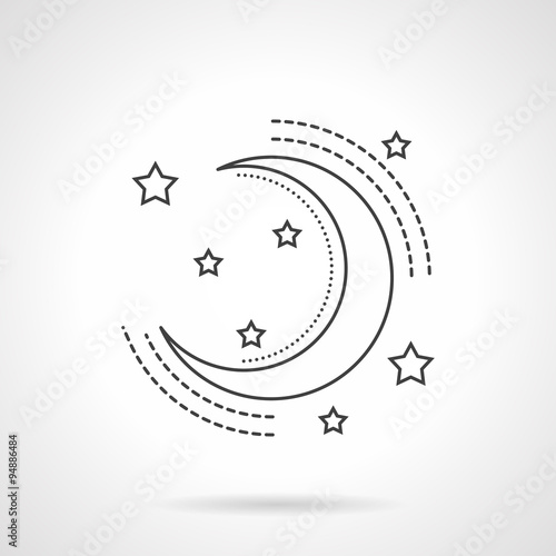 Moon and stars flat line vector icon