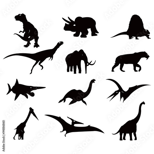 Big Antiquity Dinosaur Silhouette Illustration Set