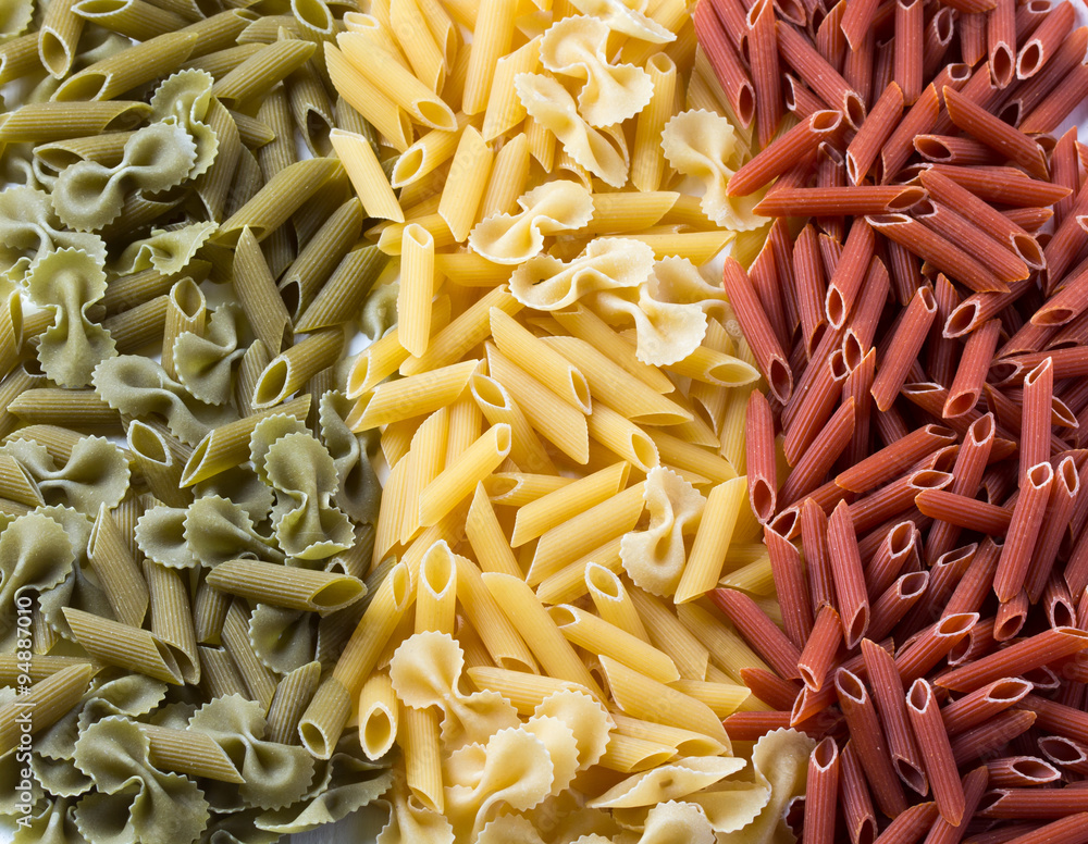 Pasta. Flag of Italy created from macaroni of green, white and red color Pasta. Flag of Italy created from macaroni of green, white and red color