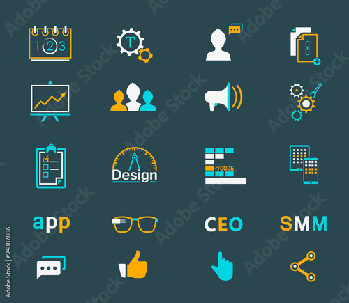 Set of modern icons app, seo, smm
