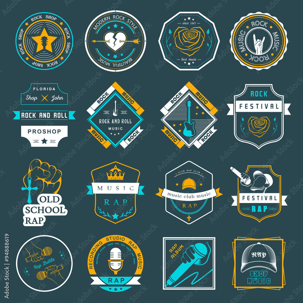 Naklejka premium Set of vector logos and badges music