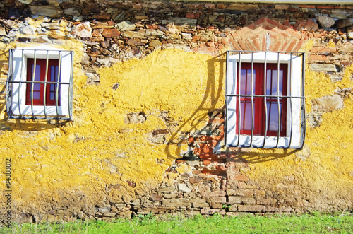 two windows in facade of poruguese house photo