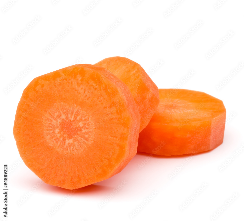 Chopped carrot slices isolated on white background cutout Chopped carrot slices isolated on white background cutout