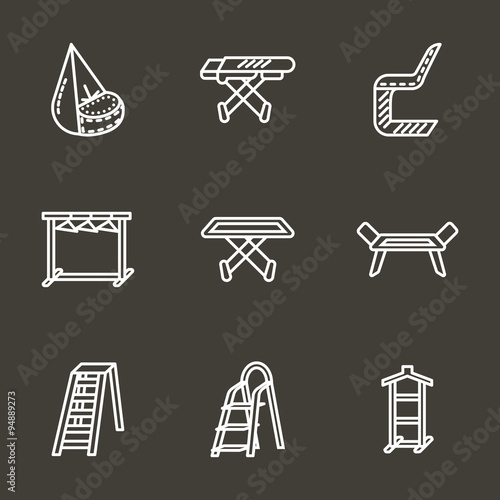Simple line laundry furniture vector icons