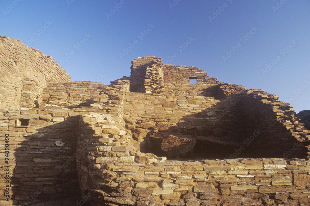 Adobe brick walls, circa 1100 AD, Citadel Pueblo Indian ruins of the Kayenta Anasazi tribe, AZ Adobe brick walls, circa 1100 AD, Citadel Pueblo Indian ruins of the Kayenta Anasazi tribe, AZ