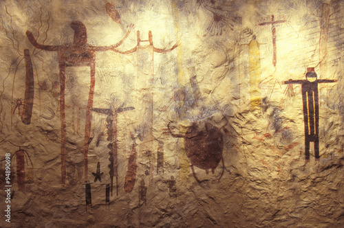 Pictograph rock art at Seminole State Historical Park, TX photo