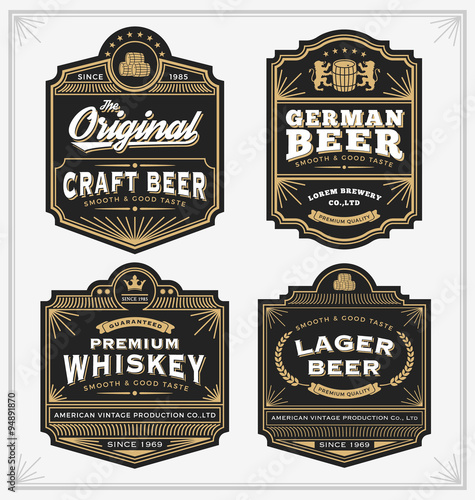 Vintage frame design for labels, banner, sticker and other design. Suitable for whiskey, beer and premium product. All type use free font.