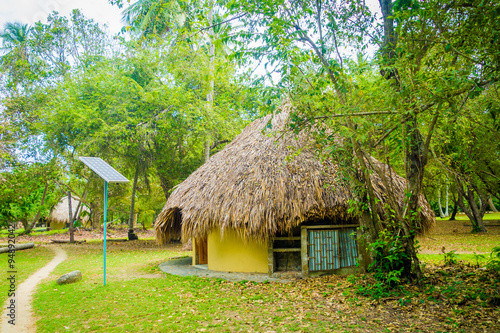 Bungalow with solar panel in Tayrona Natural National Park, Colombia