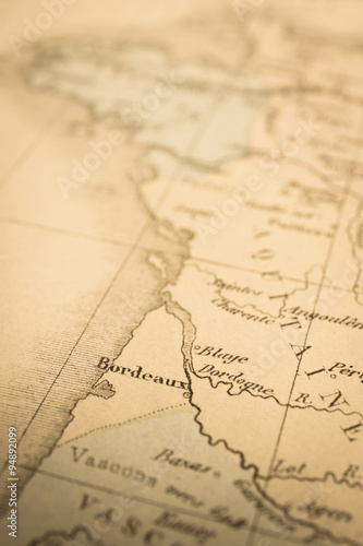 アンティークの世界地図　フランス・ボルドー地域