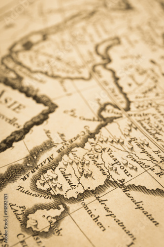 アンティークの世界地図　インド