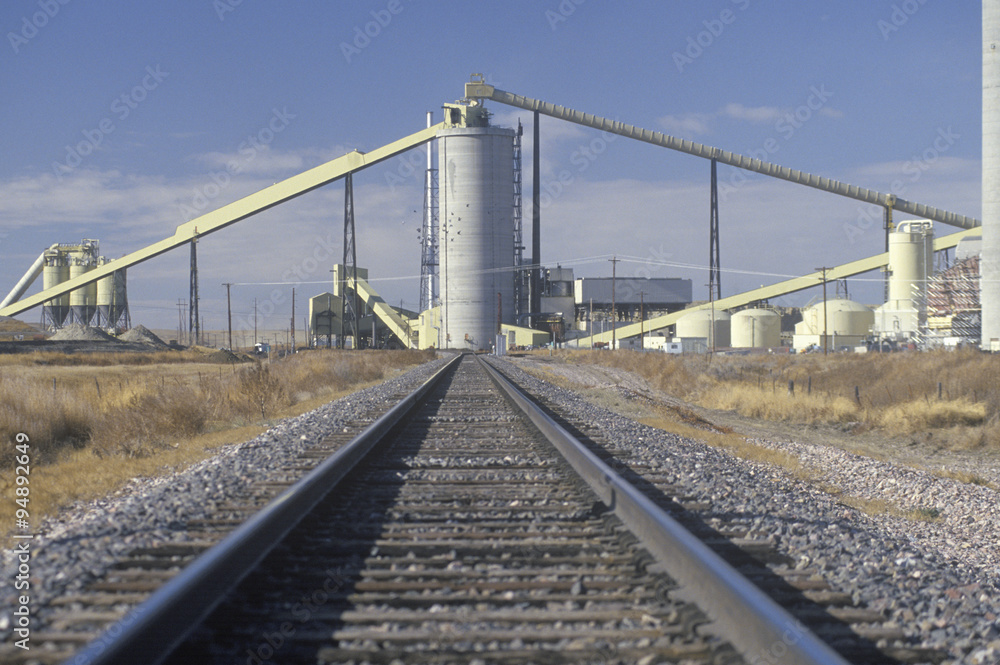 A railroad leading towards America's largest geothermal power plant in Wyodak, Wyoming