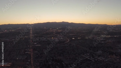 Aerial flying over Las Vegas, Nevada strip