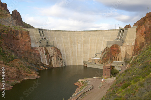 Theodore Roosevelt Dam on Apache Lake, west of Phoenix AZ in the Sierra Ancha mountains photo
