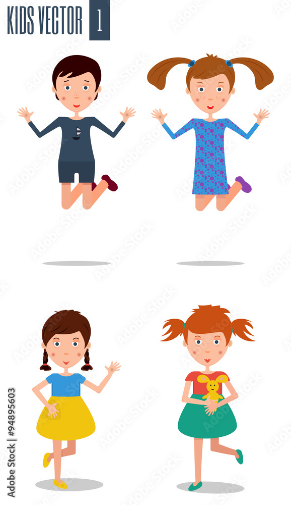 Set of happy kids vector