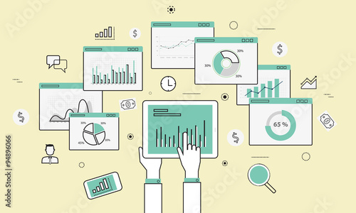 analytics graph and seo business on mobile device